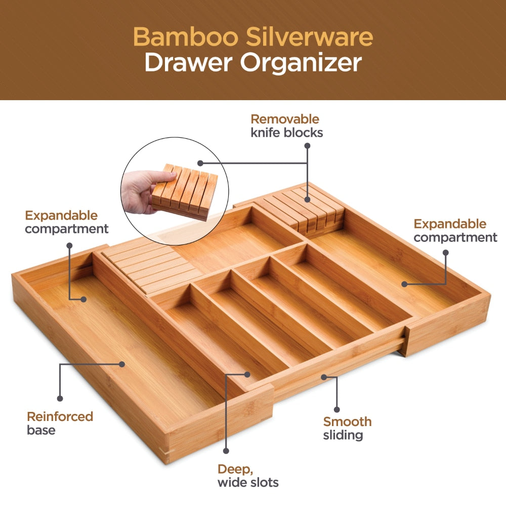 Bamboo Expandable Drawer Organizer