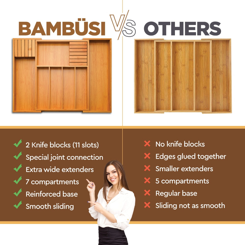 Bamboo Expandable Drawer Organizer