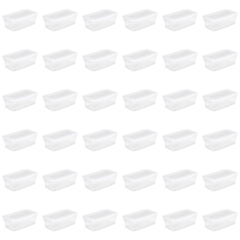 Sterilite 6 Qt. Storage Box Plastic, White, Set of 36