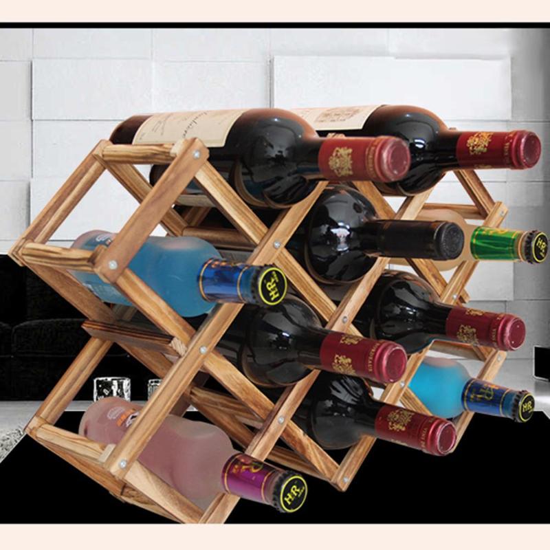 Foldable 10 Bottle Wine Rack