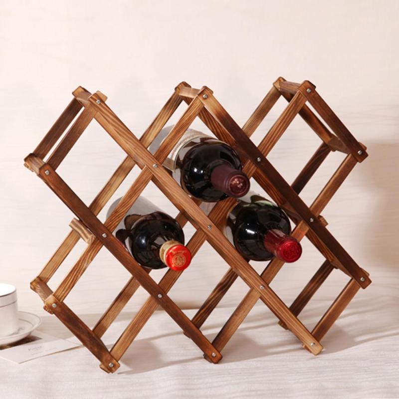 Foldable 10 Bottle Wine Rack
