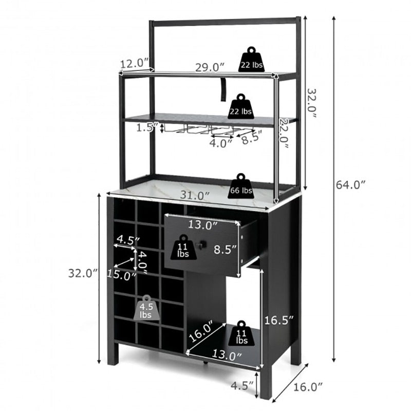 Bakers Rack with Wine Storage