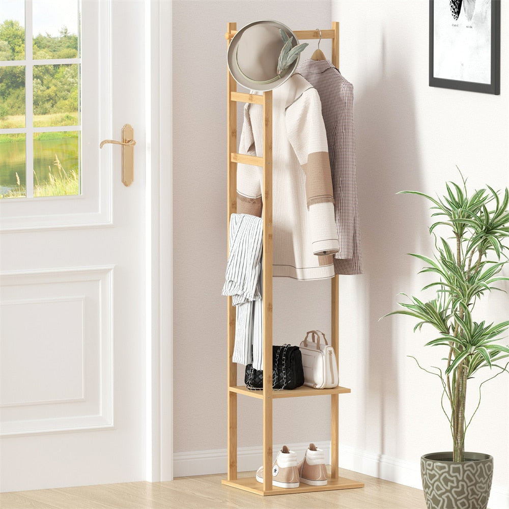 Bamboo Shelf Coat Rack