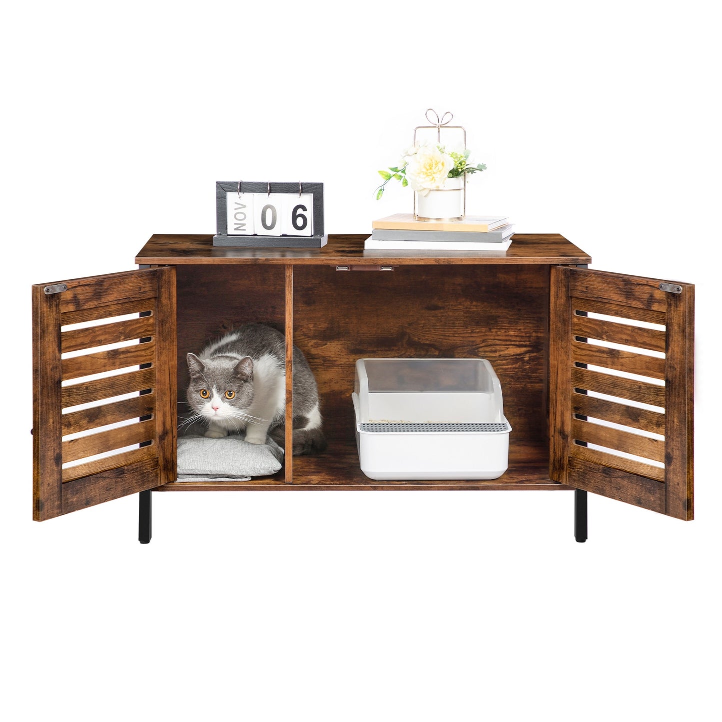 Cat Litter Box Enclosure Cabinet