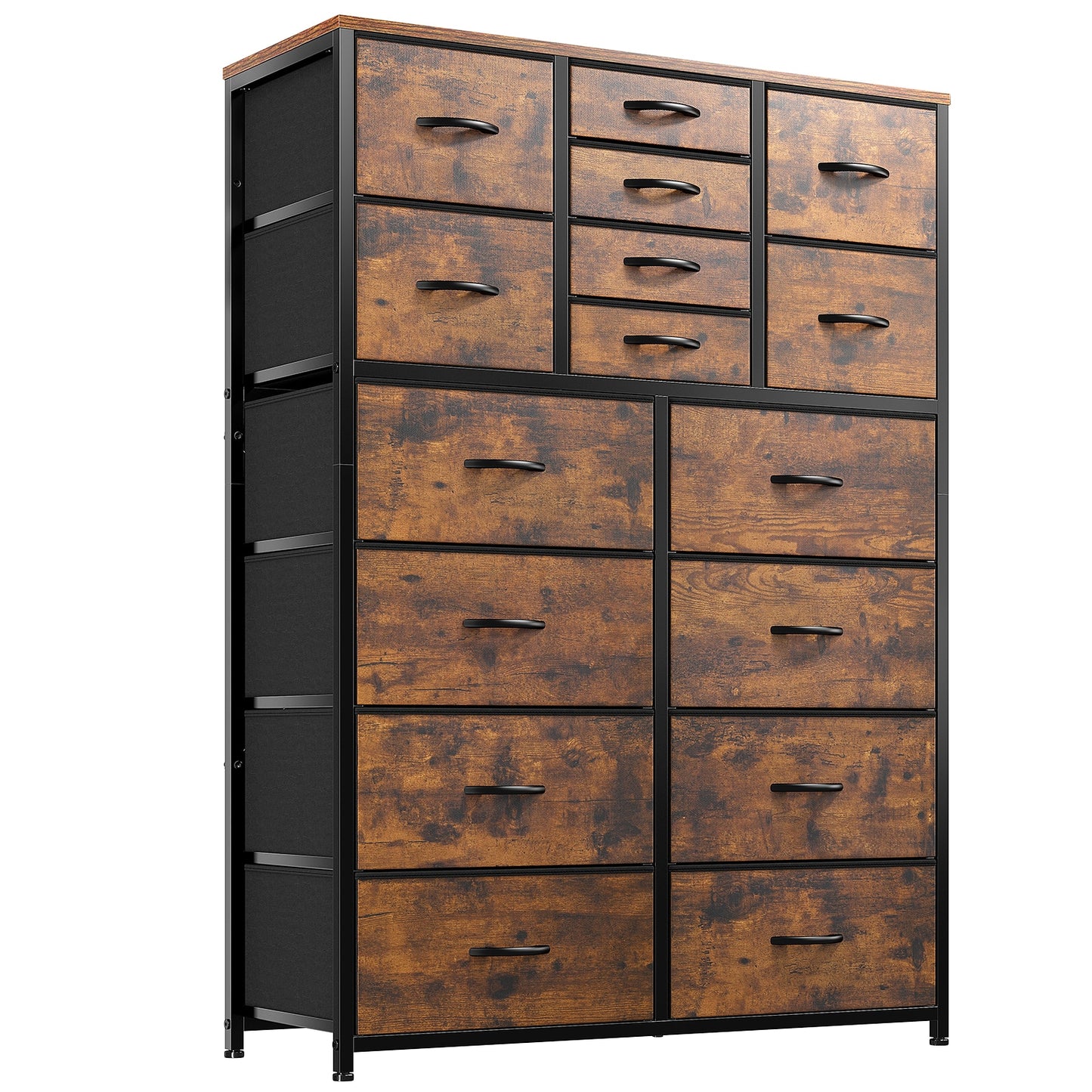 Fabric Drawer Dresser with Wooden Top