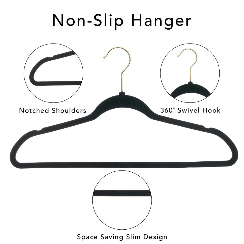 Non-Slip Velvet Clothing Hangers, 200 Pack