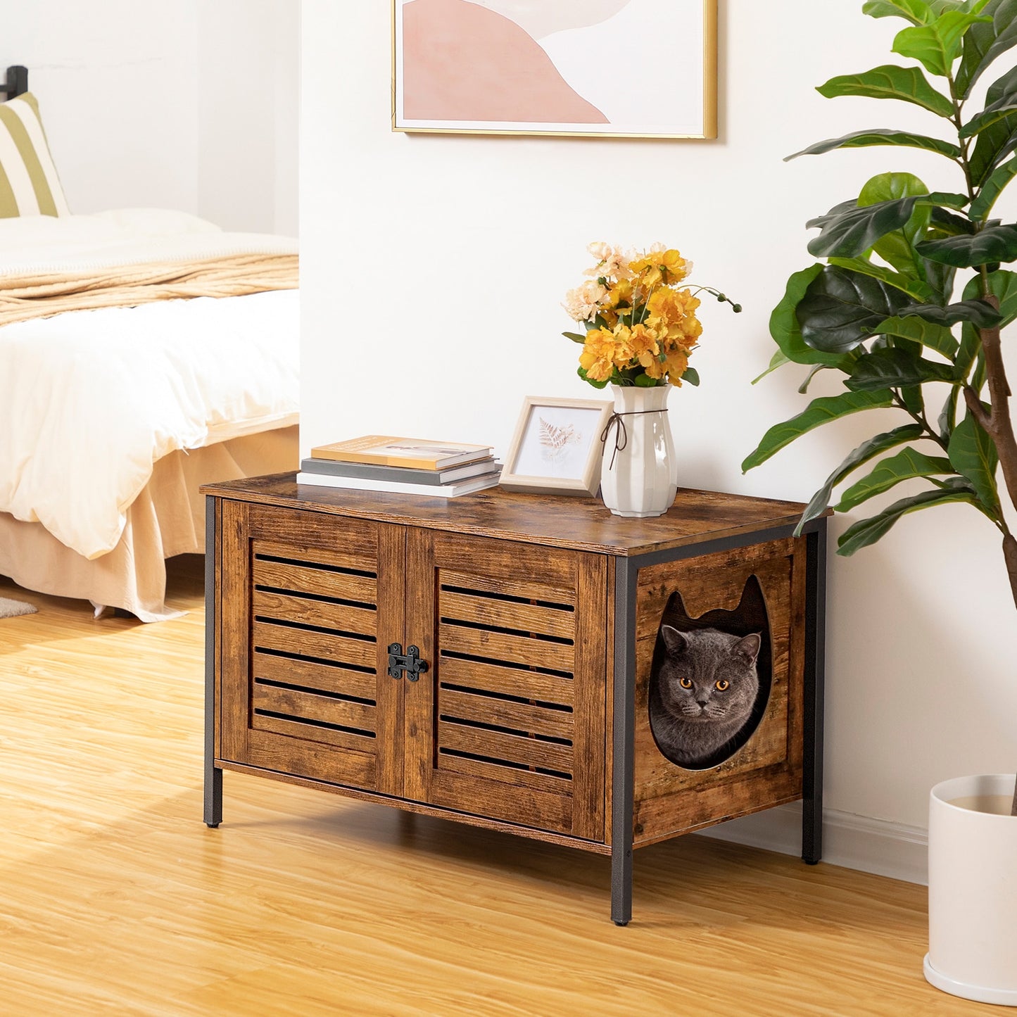 Cat Litter Box Enclosure Cabinet