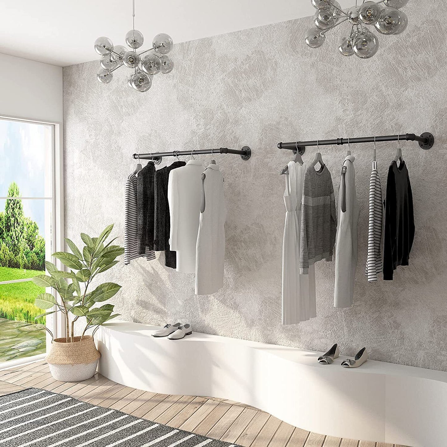 Industrial Pipe Clothes Rail Rack (2)