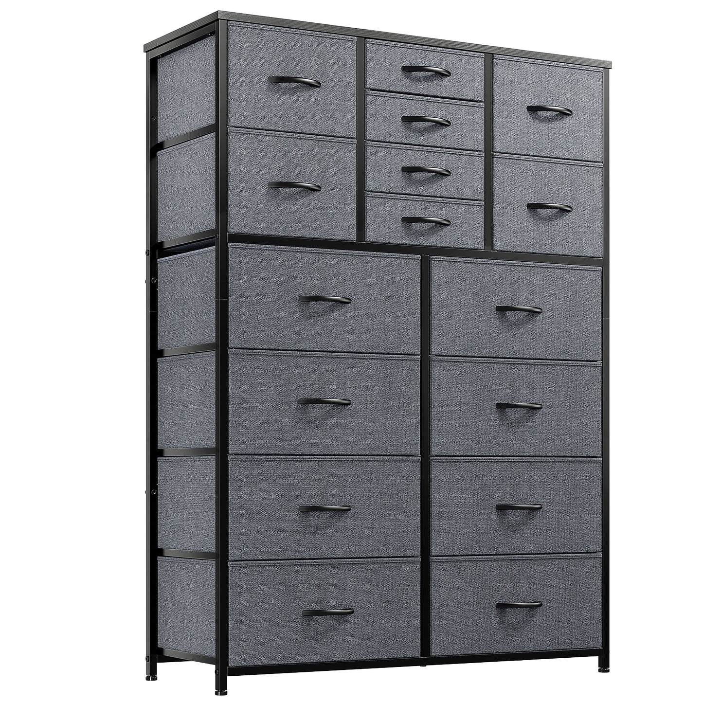 Fabric Drawer Dresser with Wooden Top