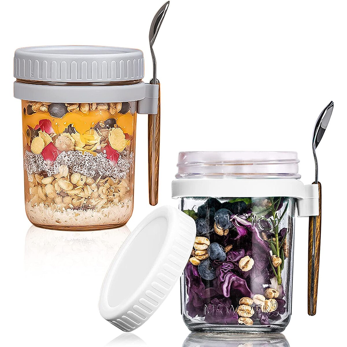 Glass Breakfast Cup with Lid and spoon