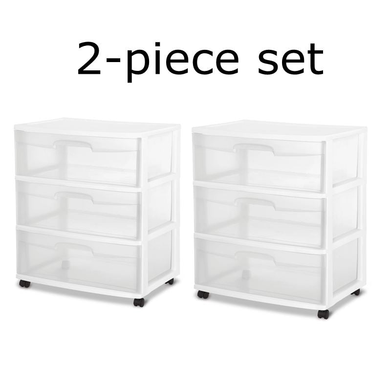 2-piece set 3 Drawer Cart