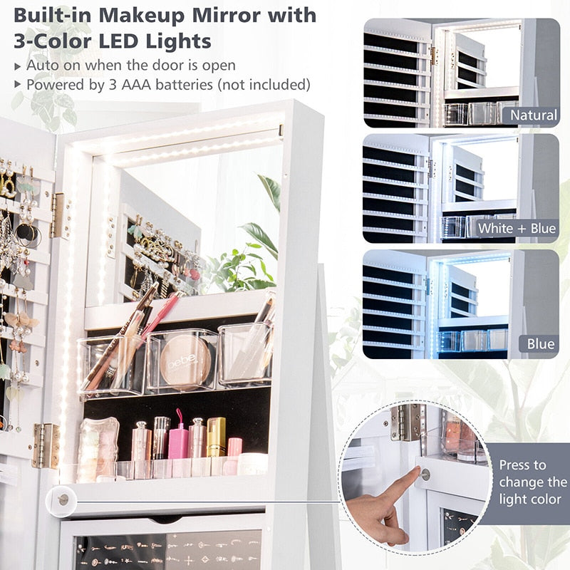 360° Rotating Mirrored Jewelry Cabinet