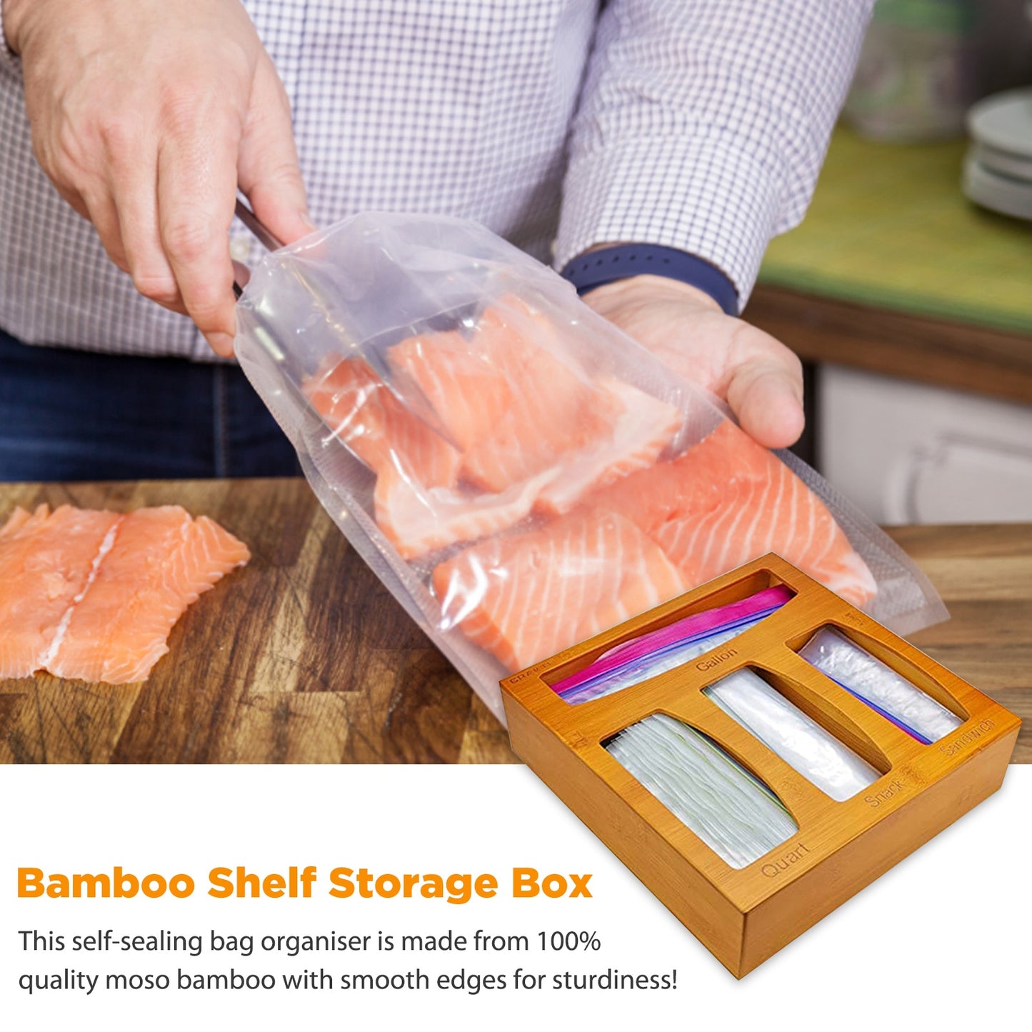Bamboo Food Storage Bag Dispenser