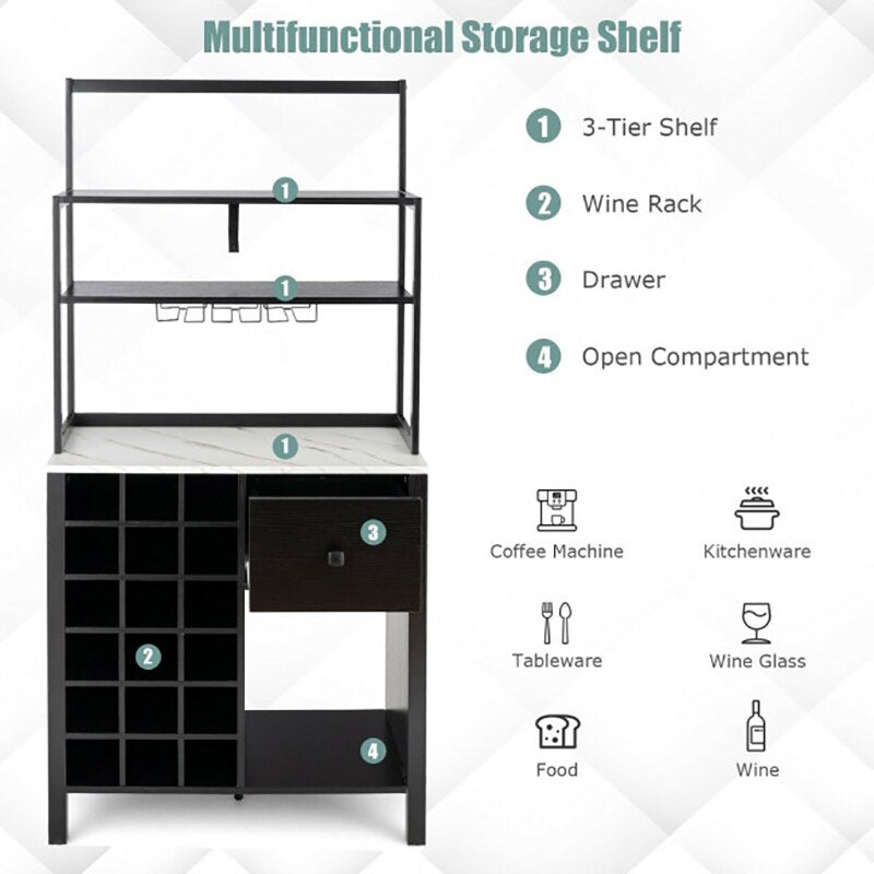 Bakers Rack with Wine Storage