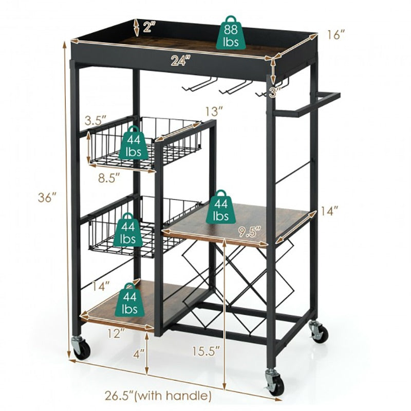 Portable Kitchen Bar Cart