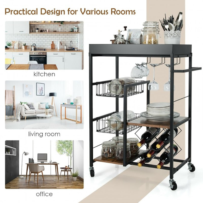 Portable Kitchen Bar Cart