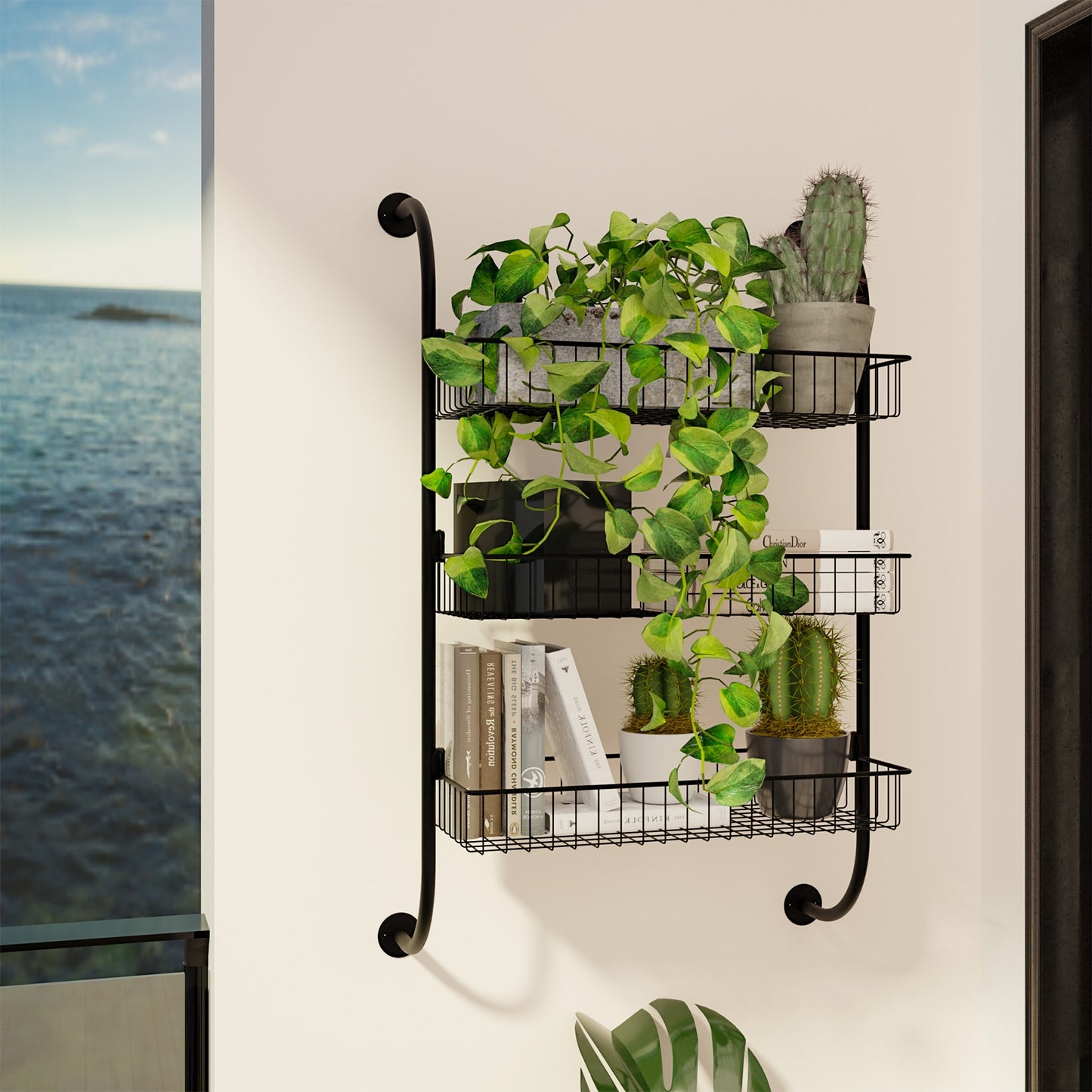 Multifunctional 3-tier Metal Wall Rack