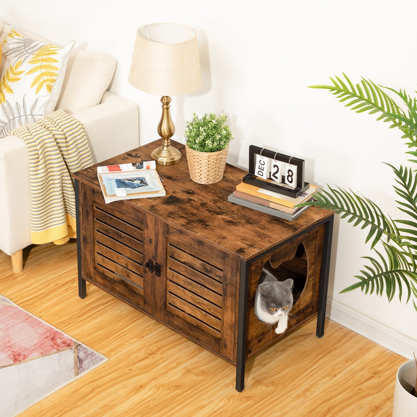 Cat Litter Box Enclosure Cabinet