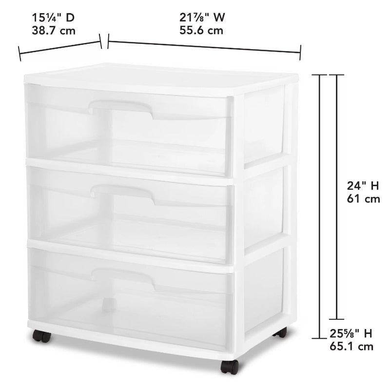 2-piece set 3 Drawer Cart