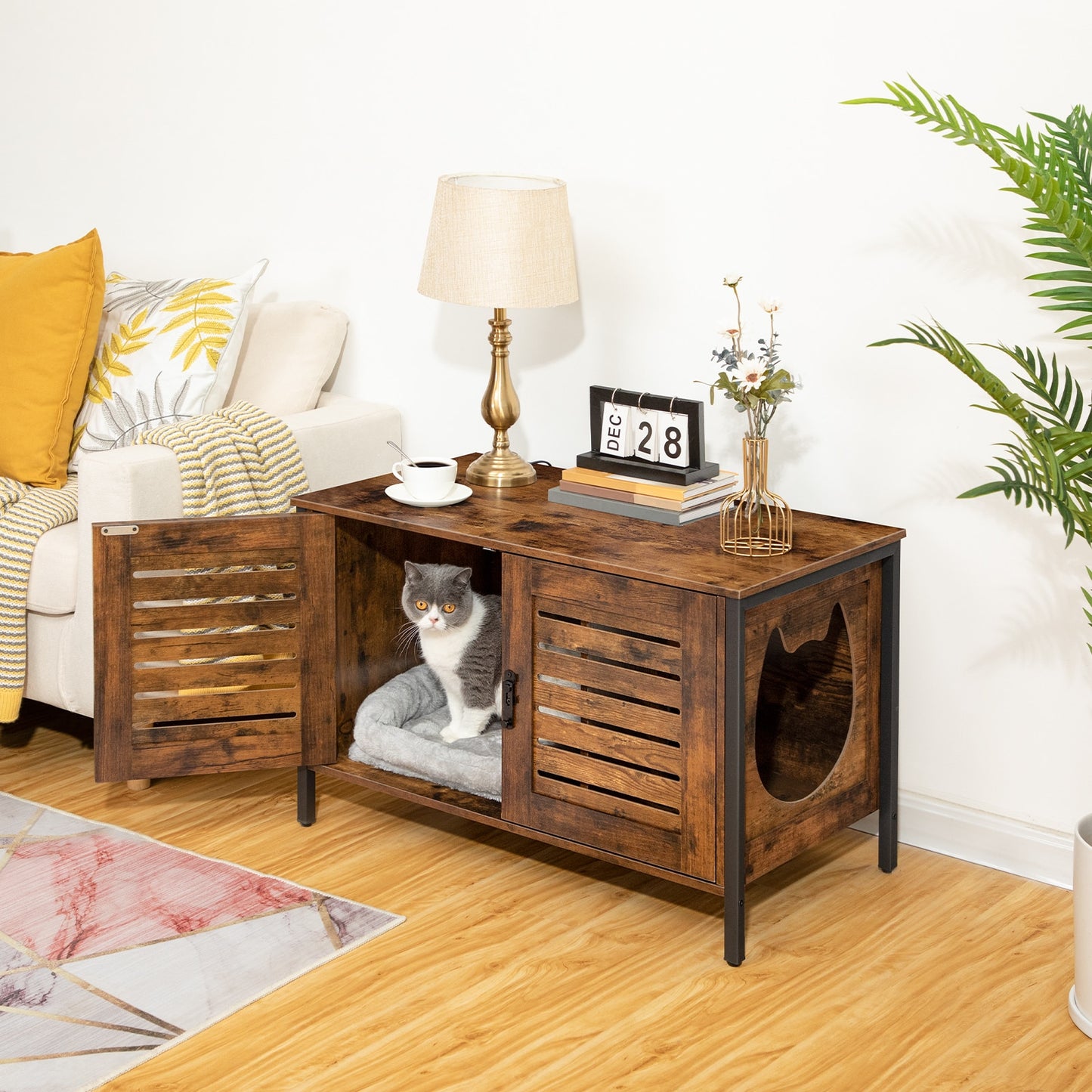 Cat Litter Box Enclosure Cabinet