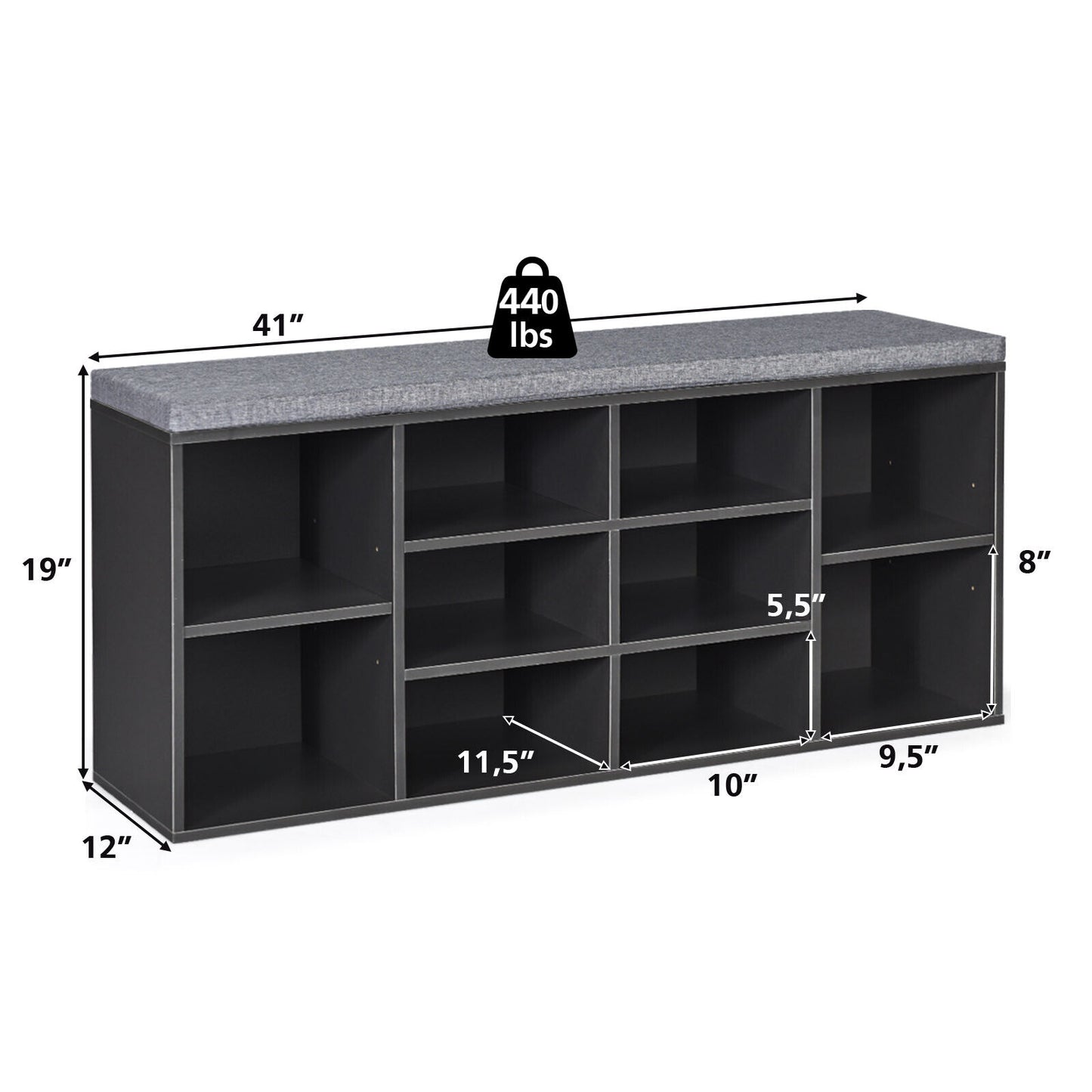 Padded Shoe Storage Bench