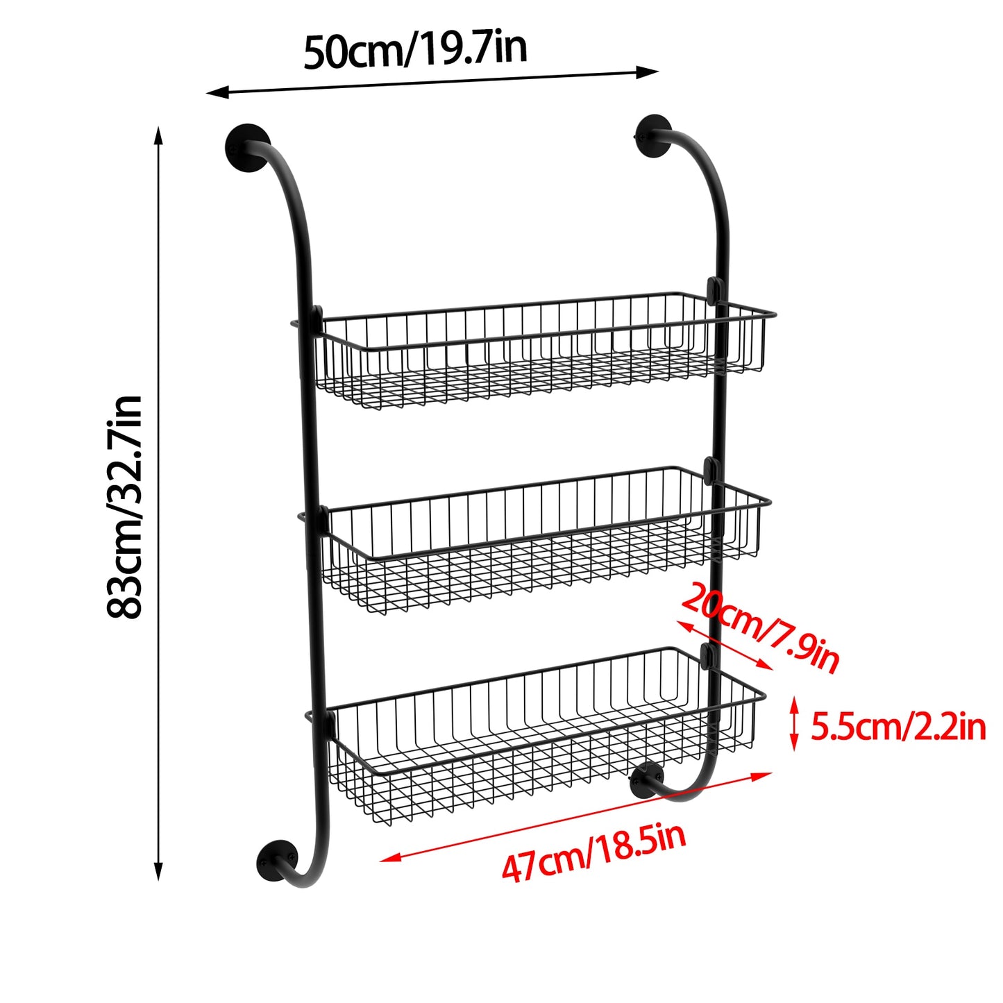 Multifunctional 3-tier Metal Wall Rack