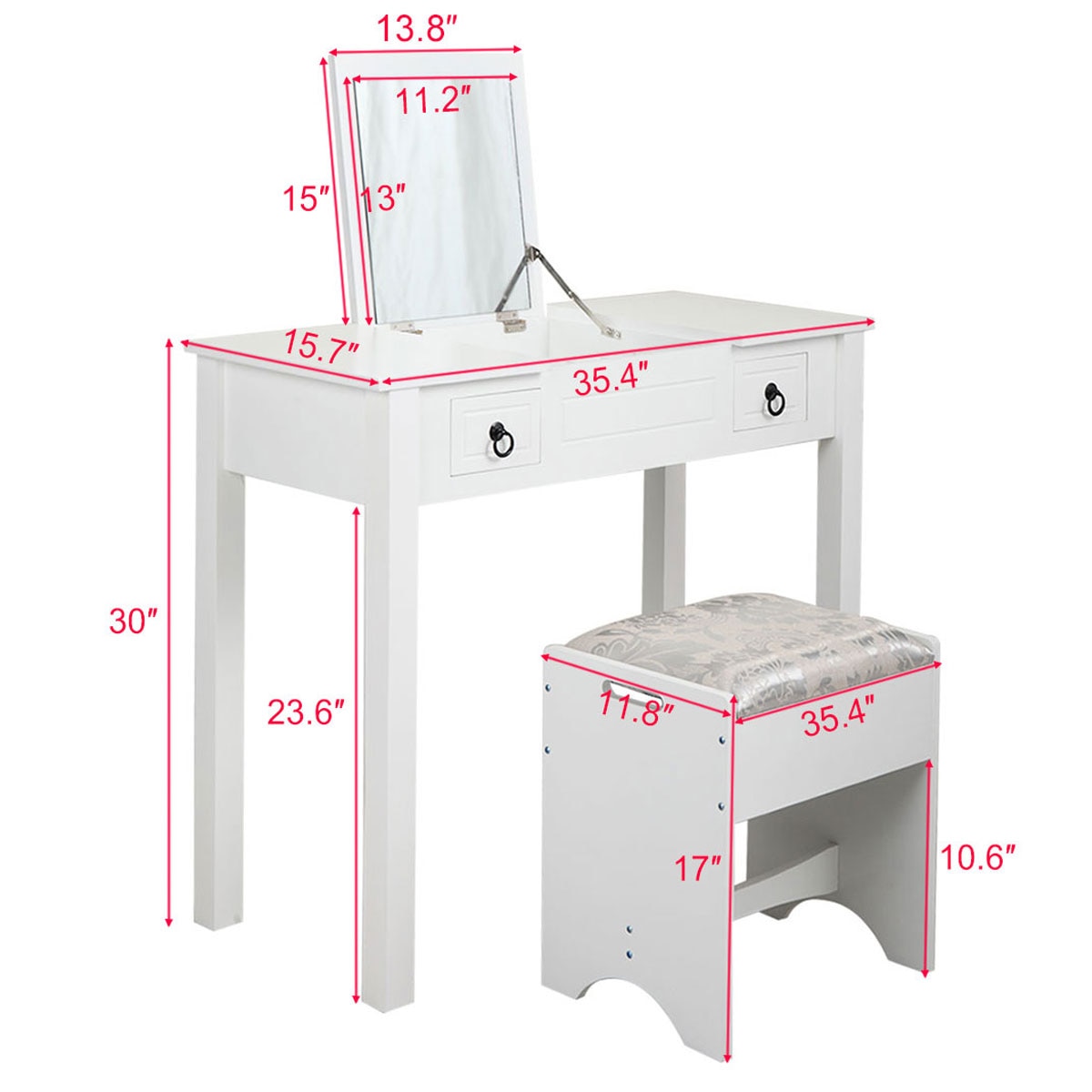 Vanity Table with Cushioned Stool