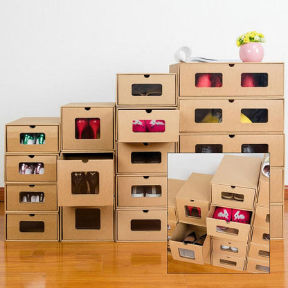 Stackable Kraft Paper Shoe Storage