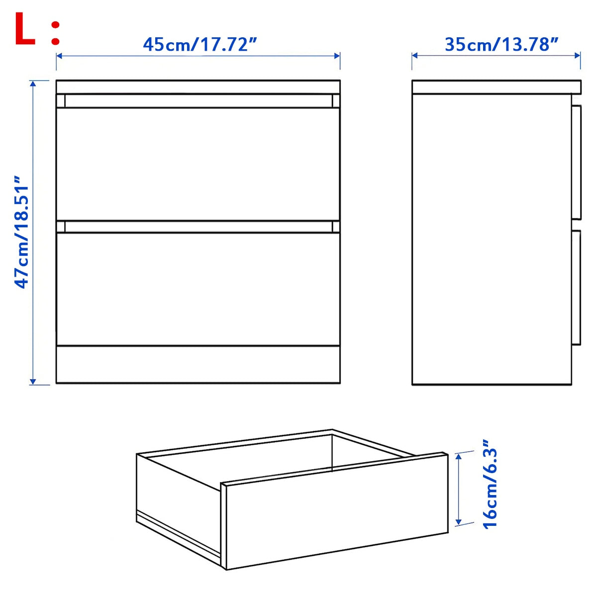 2 Drawer Nightstand