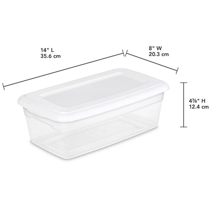 Sterilite 6 Qt. Storage Box Plastic, White, Set of 36