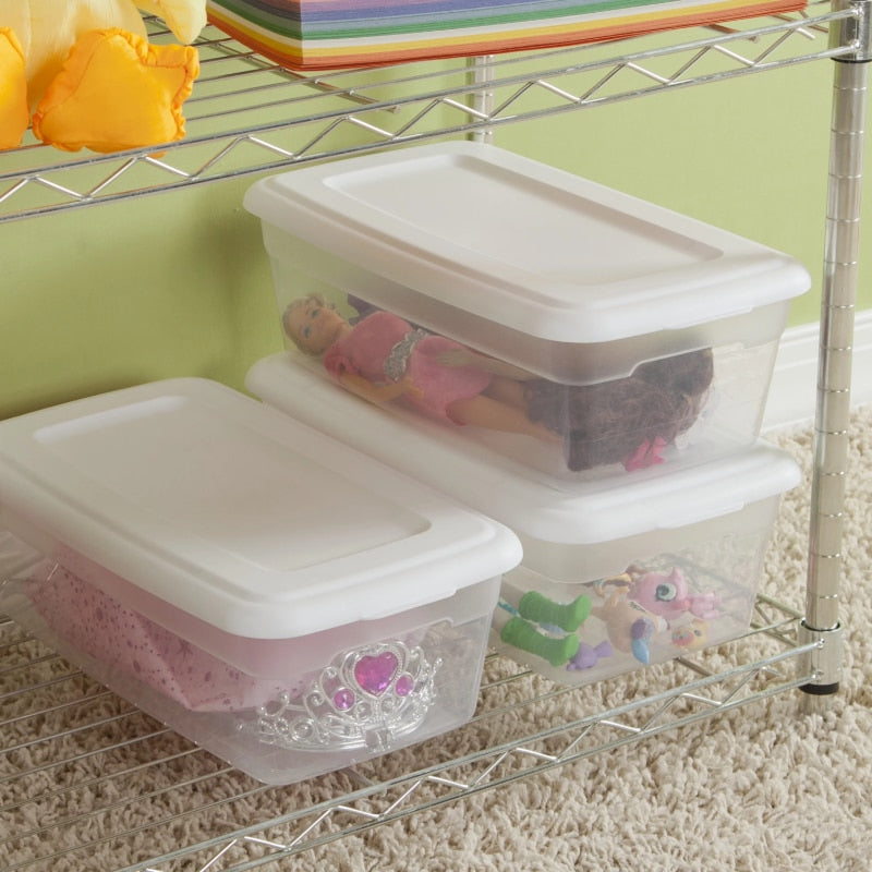 Sterilite 6 Qt. Storage Box Plastic, White, Set of 36