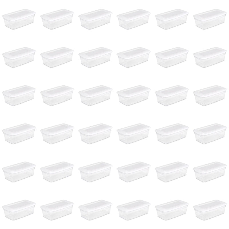 Sterilite 6 Qt. Storage Box Plastic, White, Set of 36