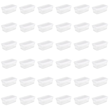 Sterilite 6 Qt. Storage Box Plastic, White, Set of 36