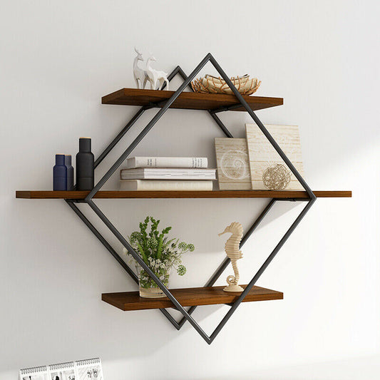 Geometric Wood Floating Shelf