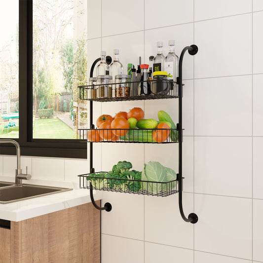 Multifunctional 3-tier Metal Wall Rack