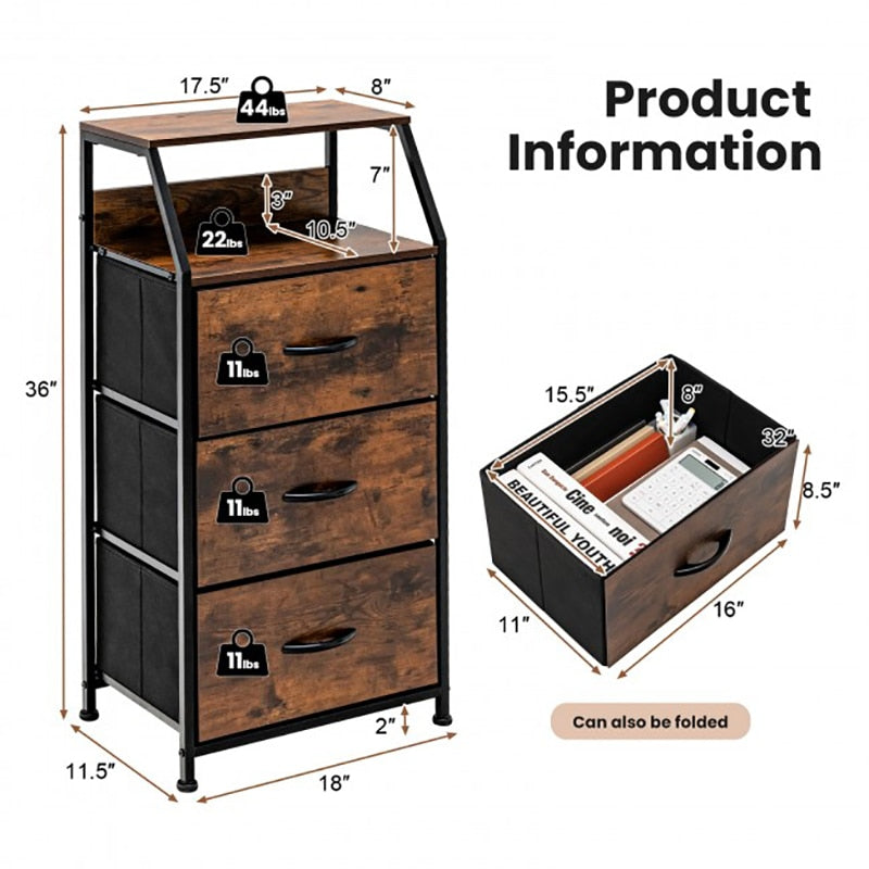 3 Drawer Storage Cabinet