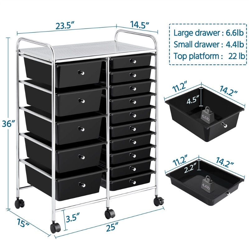 15 Drawer Metal Storage Cart