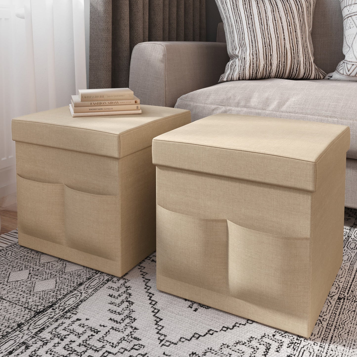 Storage Ottomans, Set of 2