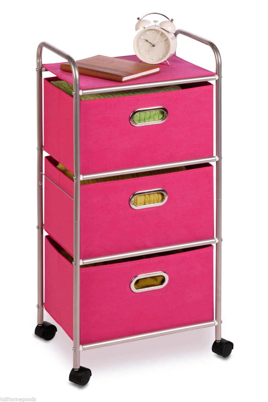 Rolling Cart with 3 Fabric Drawers