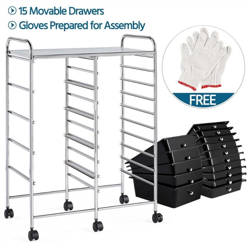 15 Drawer Metal Storage Cart